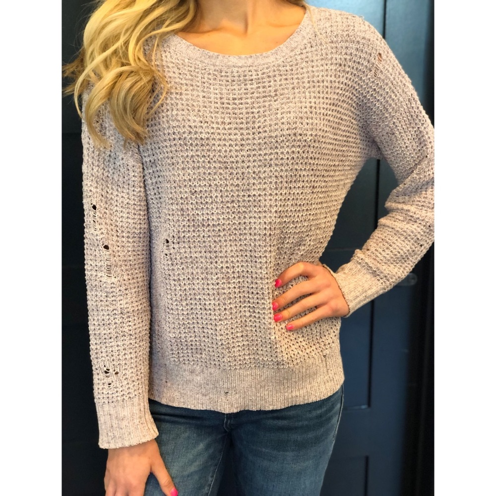 American Eagle, Distressed Lilac Sweater, Size Small